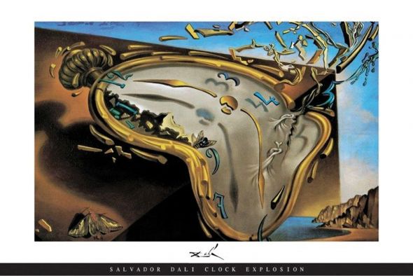 Reprodukcja obrazu Salvadora Dali zatytułowana Clock Explosion
