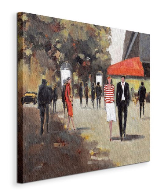 perspektywa canvasu przedstawiającego spacerujących ludzi po ulicach Paryża