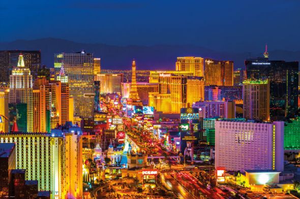 plakat z panoramą miasta Las Vegas