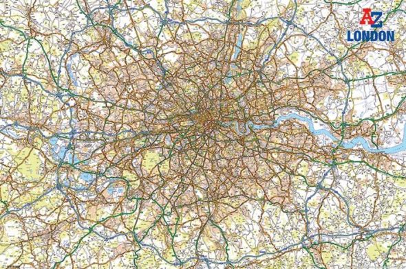 Plakat, mapa na ścianę przedstawiająca rozkład dróg w Londynie