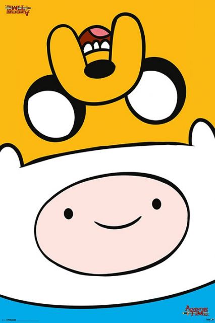 Plakat przedstawiający głównego bohatera kreskówki Adventure Time