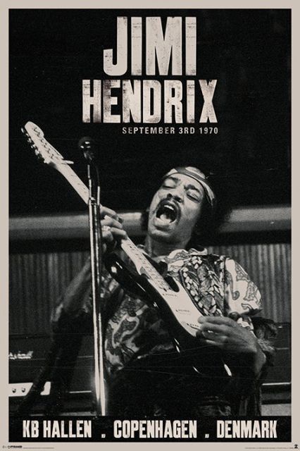 Jimi Hendrix, plakat z koncertu september 1970 KB Hallen, Copenhagen, denmark