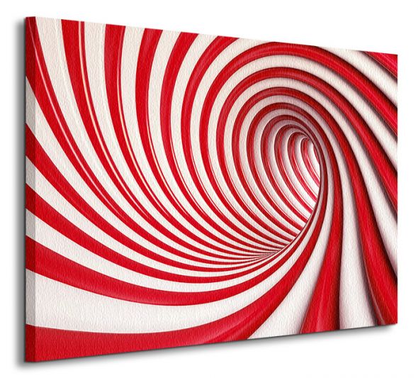 perspektywa canvasu z czerwono-białym tunelem