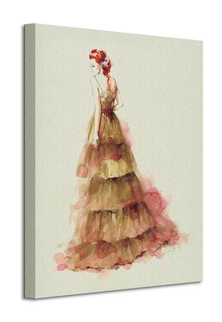 czerwono włosa kobieta w sukni - obraz na płótnie