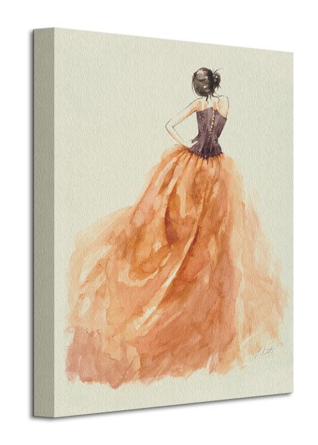 kobieta, pomarańczowa suknia- obraz