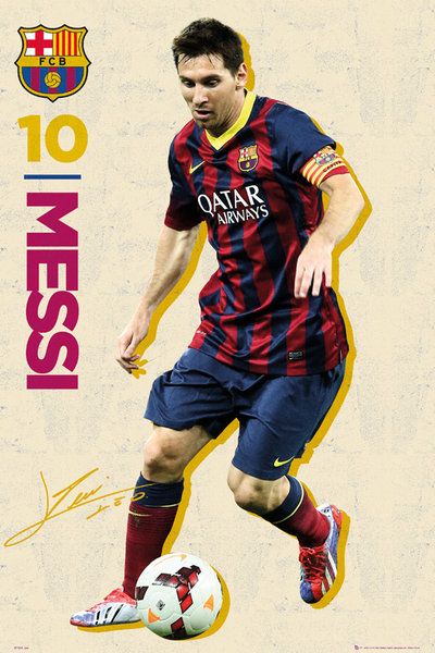 duży plakat vintage dla fanów FC Barcelony przedstawiający piłkarza Leo Messi