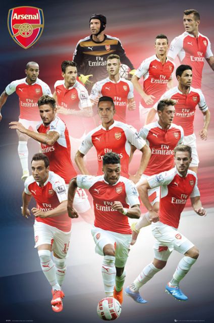 plakat na sezon 2015, 2016 z zawodnikami Arsenalu w rozmiarach 61x91,5 cm