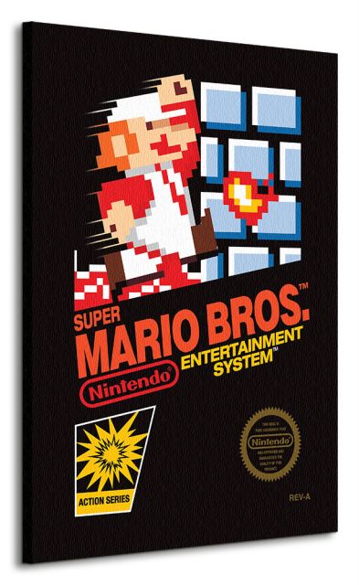 Obraz na płótnie przedstawia okładkę gry Mario Bros Nintendo