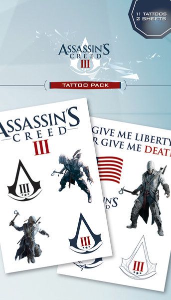 Zestaw zmywalnych tatuaży z gry Assassins Creed