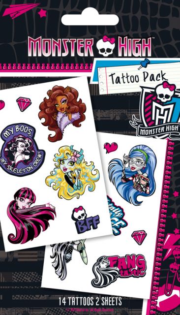 zestaw tatuaży zmywalnych dla dzieci z bajki Monster High Scream Team