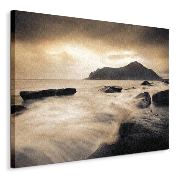 Sepia Sea, Lofoten Islands - Obraz na płótnie 60x80 cm