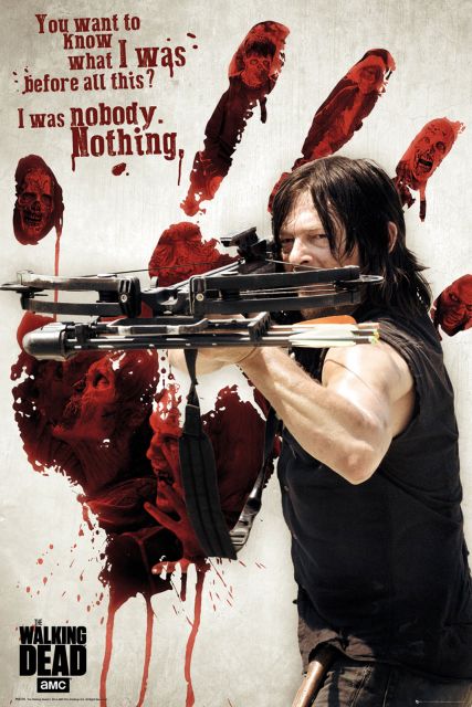 Plakat Daryla trzymającego kuszę z serialu The Walking Dead