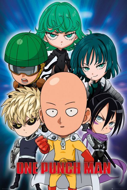 plakat postaci z filmu anime One Punch Man Chibi