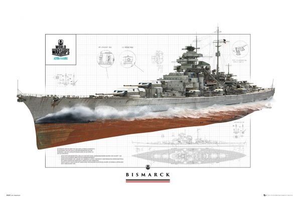 World Of Warships Pancernik Bismark - plakat