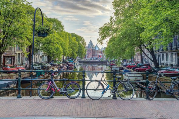 Rowery na moście w Amsterdamie, plakat