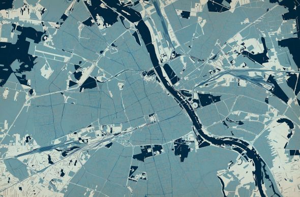Warszawa - kolorowa mapa - fototapeta