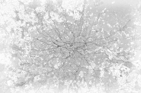 Londyn - mapa czarno-biała - fototapeta
