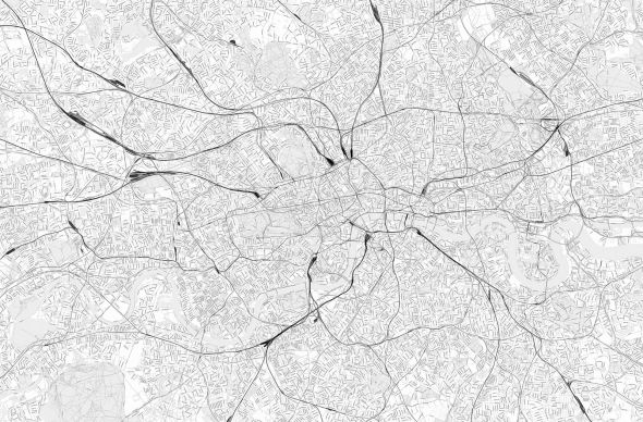 Londyn - czarno-biała mapa miasta - fototapeta