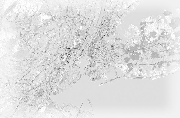 Nowy Jork - mapa czarno-biała - fototapeta