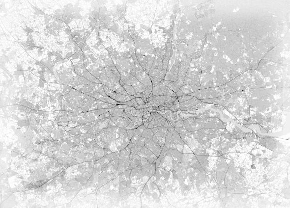 Londyn - mapa czarno biała - fototapeta