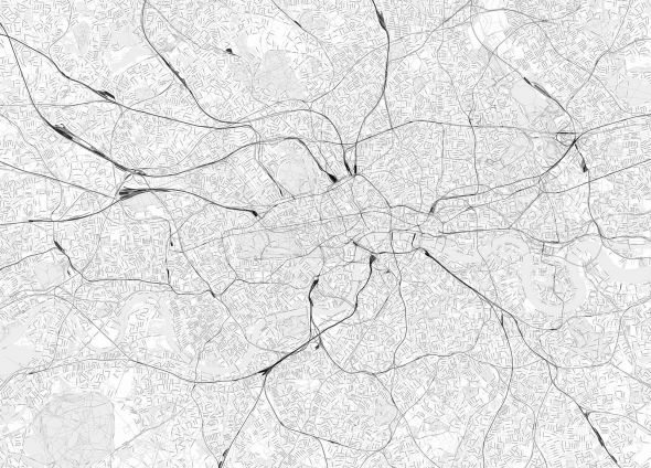 Londyn -czarno-biała mapa miasta - fototapeta
