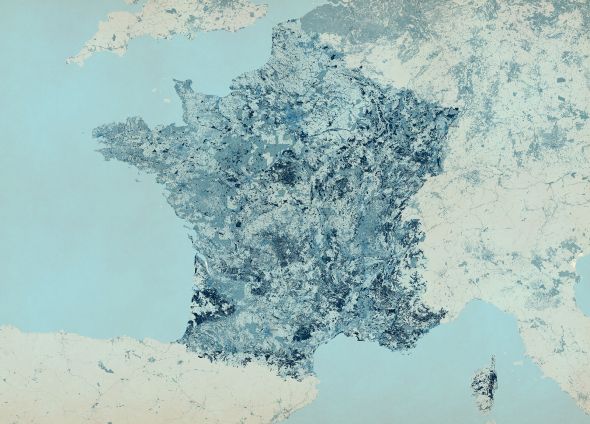 Francja - mapa w kolorze - fototapeta