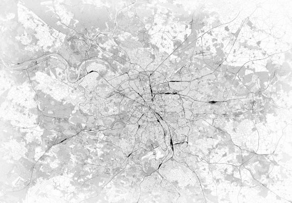 Paryż - mapa w odcieniach szarości - fototapeta