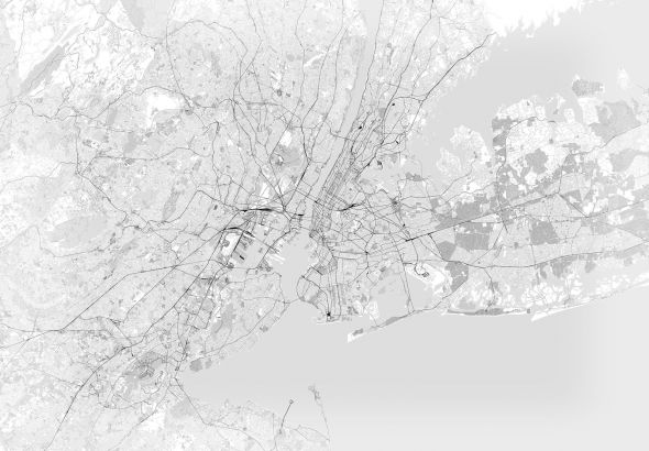 Nowy Jork - mapa w odcieniach szarości - fototapeta