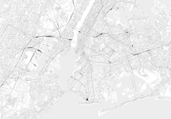Nowy Jork - mapa w odcieniach szarości - fototapeta