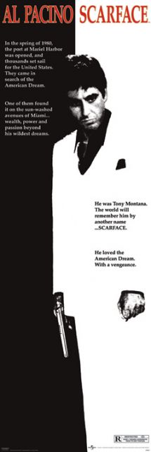 czarno-biały plakat 158x53 cm z filmu człowiek z blizną Scarface