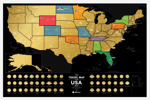 USA Black - Mapa zdrapka
