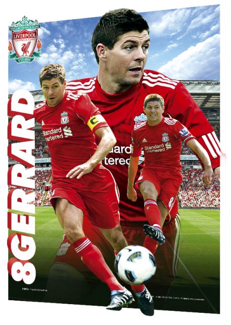 reprodukcja 3d z piłkarzem klubu Liverpool - Stevenem Gerrardem, sezon 2010/2011