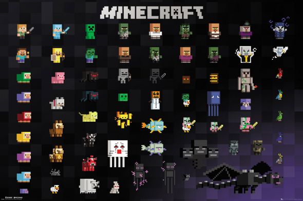 Minecraft Pixel Sprites - plakat z gry