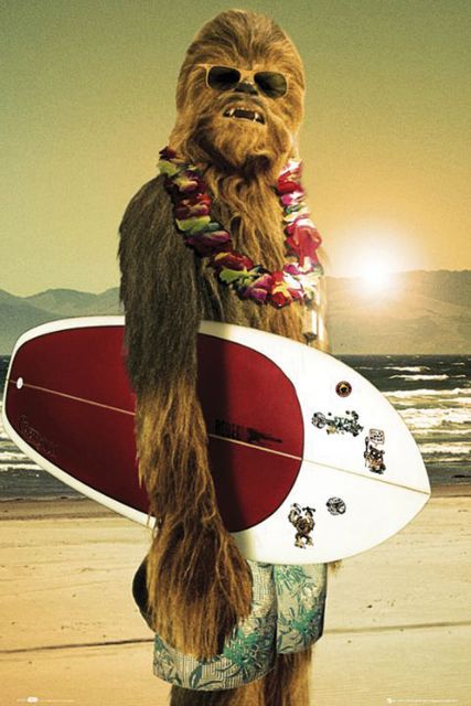 Star Wars Chewbacca Surfing - plakat