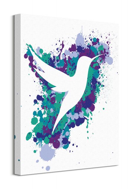Splatter Silhouette Hummingbird - obraz na płótnie