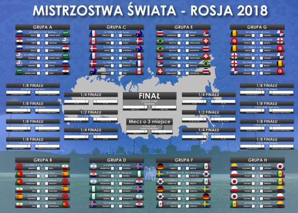 Tabela Mistrzostw Świata Rosja 2018 - plakat