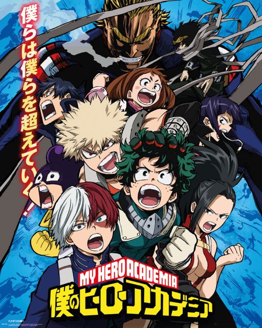Plakat z bohaterami anime My Hero Academia