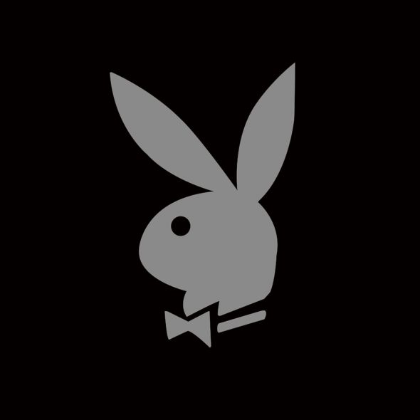Logo króliczka Playboya na kwadratowej reprodukcji