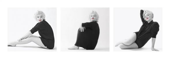 Marilyn Monroe w czarnym swetrze - tryptyk - reprodukcja