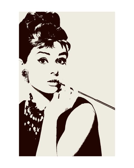 Mała reprodukcja w stylu pop art Audrey Hepburn z papierosem