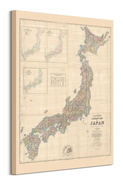 Stanfords Mapa Japonii 1879 - obraz na płótnie 60x80 cm