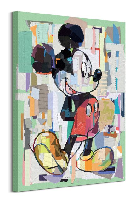 Mickey Mouse Office Decoupage - obraz na płótnie 60x80 cm