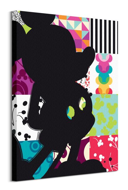 Mickey Mouse Patchwork Silhouette - obraz na płótnie 60x80 cm