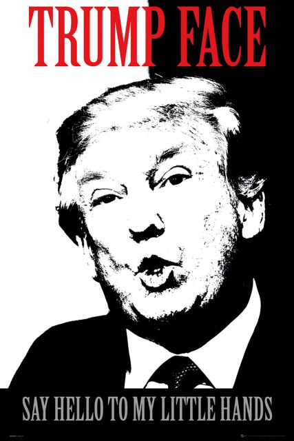 Plakat z Donaldem Trumpem wystylizowany na plakat z filmu Scarface