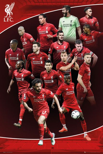 Plakat z zawodnikami klubu Liverpool na sezon 2018/2019
