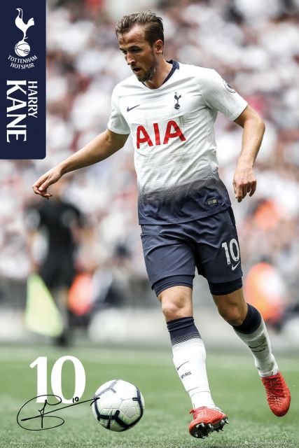 Plakat z piłkarzem Harry'm Kane grającym dla klubu Tottenham Hotspur