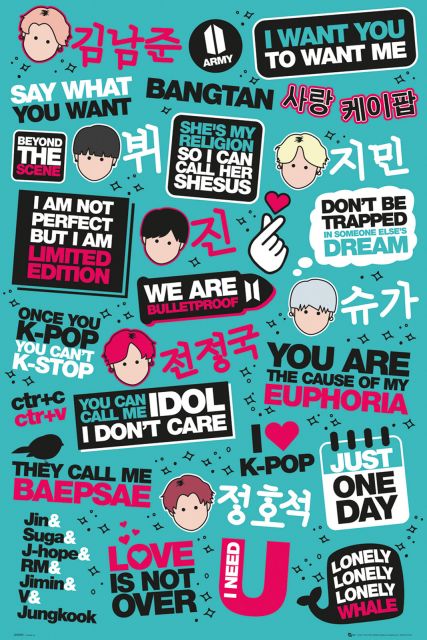 K-pop Quotes - plakat muzyczny z cytatami muzyków 61x91,5 cm