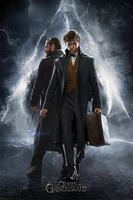 Plakat z Newt'em i Dumbledorem z filmu Fantastyczne Zwierzęta: Zbrodnie Grindelwalda
