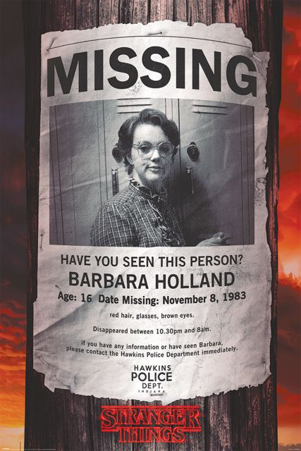 Plakat z bohaterką Stranger Things, poster Missing Barb