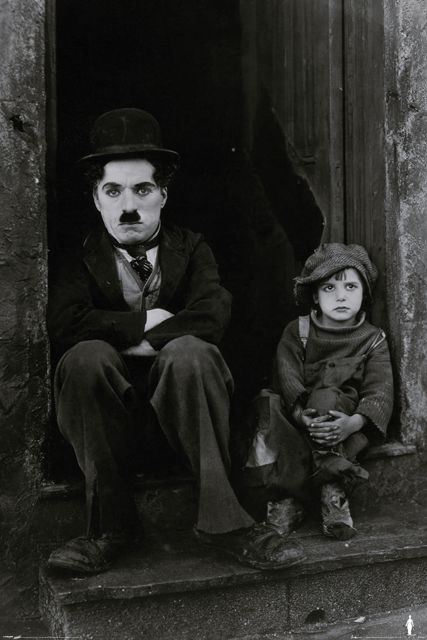 Plakat Charlie Chaplin z dzieckiem